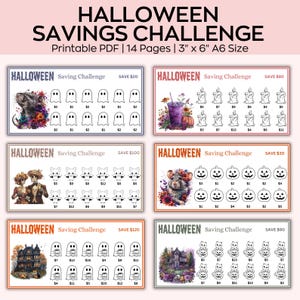 A6 Low Income Saving Challenges, Mini Halloween Savings Challenges, Budgeting A6 Binder Envelope Method, Saving Tracker