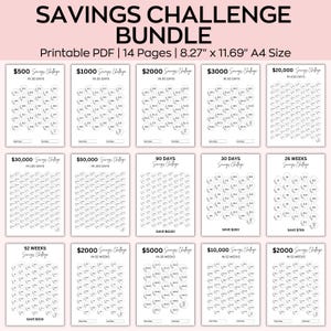 A6 Savings Challenge Printable, Money Savings Challenges, Budget Binder, Finance Planner, Savings Trackers, Set Of 14 funds