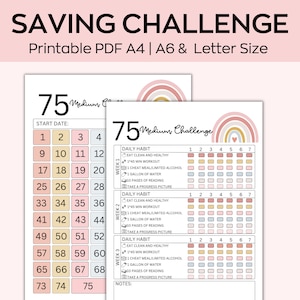 75 Medium Challenge Tracker, 75 Soft Challenge, Fitness Journal Self Improvement,Weight Loss Challenge PDF, BlankTracker 75 Soft Challenge