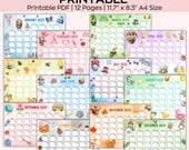 2025 Calendar Printable, Monthly Calendar Printable, Home school Calendars, Cute Kids Calendar 2025