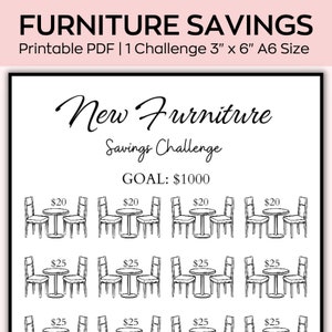 A6 new furniture Challenge Fund Savings Challenge, Mini Savings Challenge, Save 1000 Dollars, Low Budget planner, Fits A6 Cash Envelope