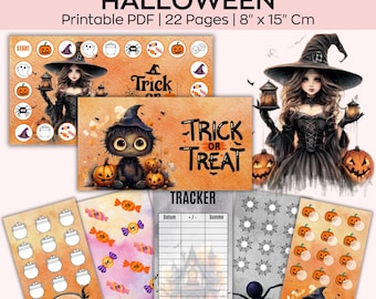 A6 Spar-Challenges, Halloween Süßes oder Saures Sparspiel, Haushaltsbuch, 100 Umschläge, Mini-Spar-Challenge, Geld-Tracker