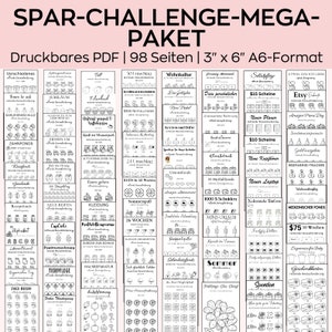 Money Savings challenges mega bundle, A6 Spar saving Tracker Printables, Mini Savings Challenge, Budget Binder,Finance planer, 100 Envelopes