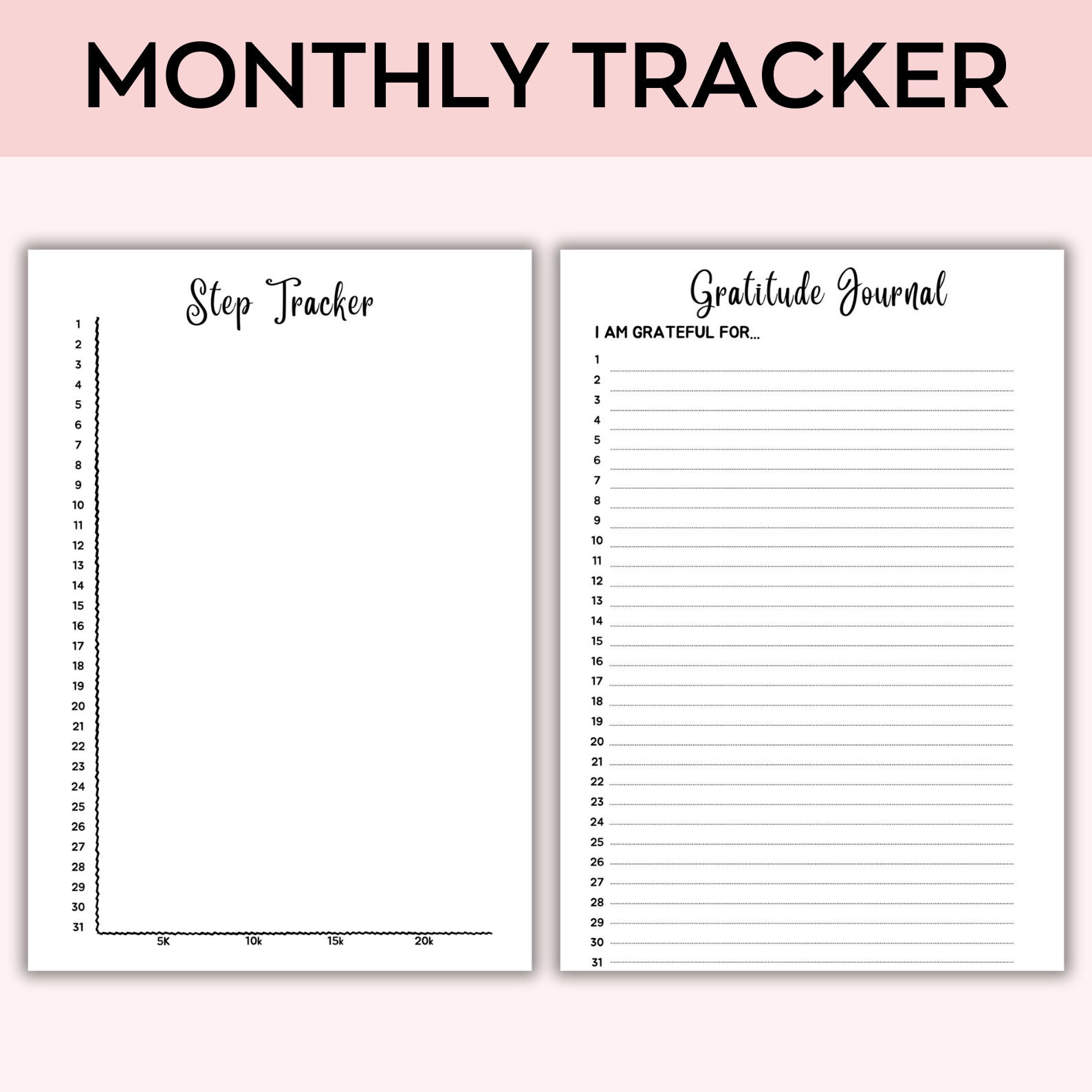 Monthly Tracker Bundle, A5 Printable Journal Pages, Everyday Habit ...
