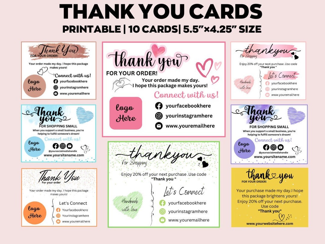 50 Tarjetas De Agradecimiento 4x6 Pulgadas Sin Sobres - Para Pequeñas Empresas, Notas Personales, Cartulina 350 G/m²