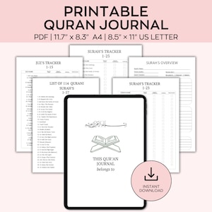 Quran Journal Digital, Quran Study Tracker, Muslim Planner, Quran Workbook, Surah Study & Reflection, Read Holy Quran in 1 Month