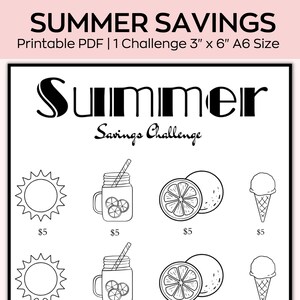 A6 Summer saving Fund Savings Challenge, Mini Savings Challenge, Save 100 Dollars, Low Budget planner, Fit A6 Cash Envelope,Personal Finance