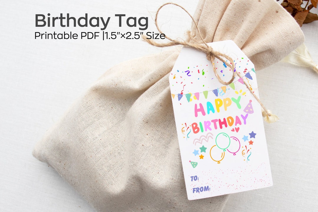 Printable Happy Birthday Tag, Watercolor Birthday Gift Ideas for ...