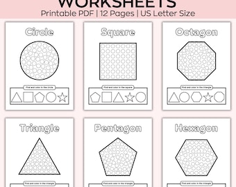 Shapes Dot Marker Activity Sheets, Dot Marker Worksheets, Dot Marker Activities for Toddlers Preschoolers, A-Z Do a Dot Printable