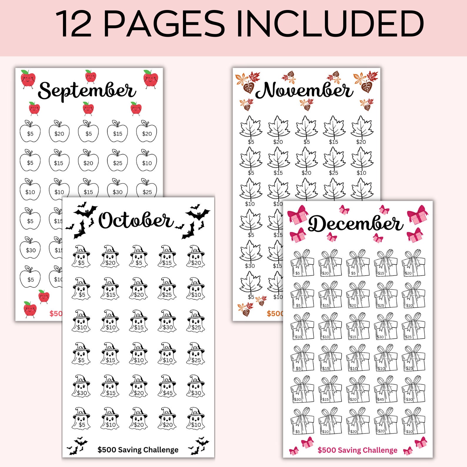 A6 Monthly Savings Challenge Printable, Mini Savings Challenge Bundle ...