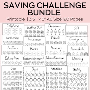 A6 Money Saving Challenge, Savings Tracker Printables, 100 Envelope Challenge,Mini Savings Challenge Trackers,500 Savings Challeng,Set Of 20