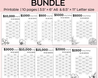 Money Saving Challenge Bundle, Savings Tracker Printables, Savings Tracker, 100 Envelope Challenge, Money Saving Challenge Printable
