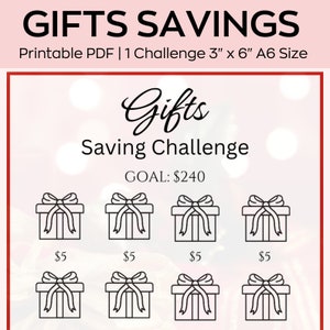 A6 Gift Savings Challenge, Mini Savings Challenge, Save 240 Dollars, Low Budget planner, Fits A6 Cash Envelope PDF ~ Printable