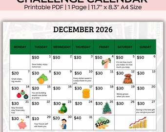 Druckbarer Kalender 2026, Monatsplaner Landschaft, Minimaler Monatskalender 2026 druckbar, Wandkalender 2026