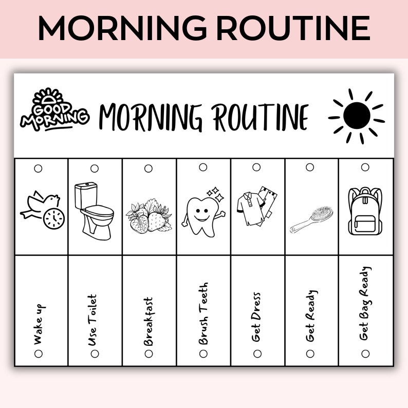Kids Flip Routine Chart Printable, Morning Flip Done, Evening Bedtime ...