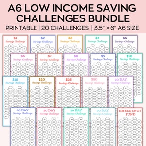 Low Income Savings Challenge Printable, A6 Mini Savings Challenge bundle, Money Saving Challeng, Saving Tracker, 100 Envelope Challenge Cash