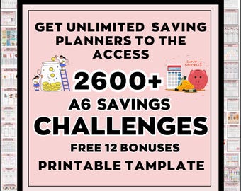 2500+ mega bundle A6 Savings Challenge, Low Income Savings, A6 Money savings,  budget binder, finance planner, Cash Stuffing envelopes