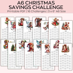 Kerstbesparingsuitdaging Afdrukbaar, kerstkorting met laag inkomen, besparingstracker voor feestdagen, budgetmap