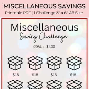 A6 Verschiedenes Spar-Challenge, Mini Spar-Challenge, Sparen Sie 400 Dollar, Low Budget-Planer, Sparen druckbarer Tracker, Passend für A6 Bargeld-Umschlag