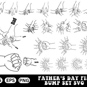 19 Vaters Faust Bump Set svg, Baby Kleinkind Kind Dad Faust Bump SVG, Vatertag svg, Vaters Liebe SVG, Hand svg halten, Papa Geschenk Kinder