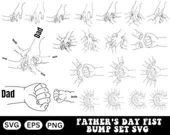19 Father&#39;s Fist Bump Set svg, Baby Toddler Kid Dad Fist Bump SVG, Father&#39;s day svg, Father&#39;s love SVG,Holding hand svg, Dad Gift Kids