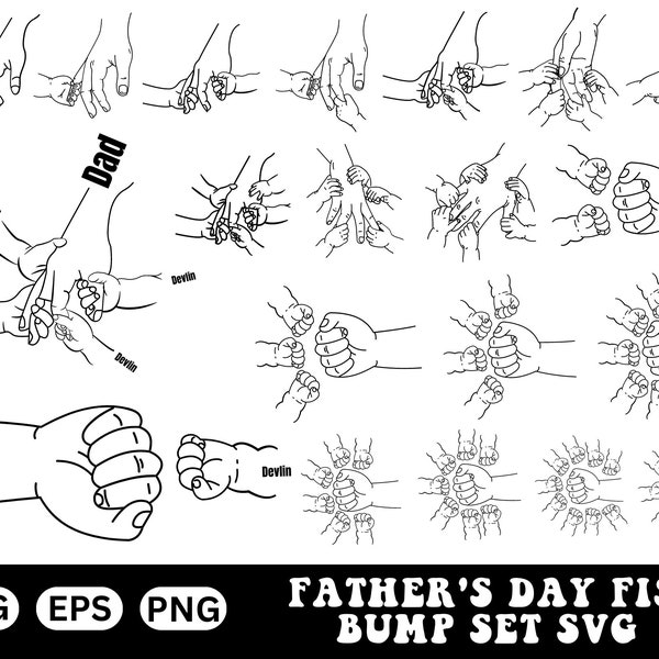 19 Father's Fist Bump Set svg, Baby Toddler Kid Dad Fist Bump SVG, Father's day svg, Father's love SVG,Holding hand svg, Dad Gift Kids