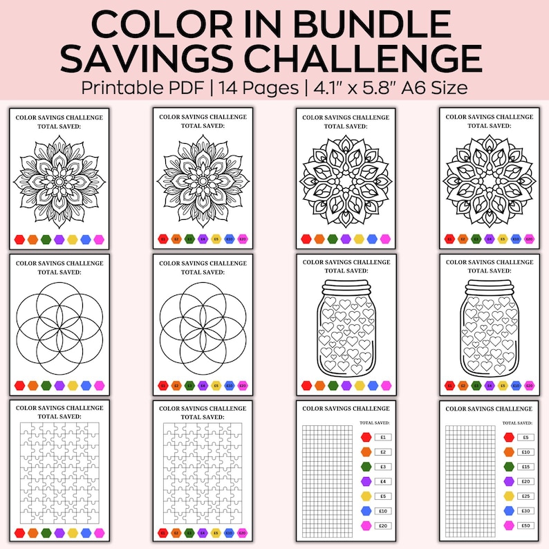 Savings Color In Color-in Savings Bundle Challenges, Low Income Saving Challenges ...
