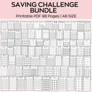 Geldbesparingsuitdagingen megabundel, A6-besparing tracker printables, minibesparingsuitdaging, budgetmap, financiële planner, 100 enveloppen