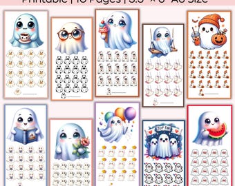 Spooky Ghost Savings Challenges, Halloween Savings Challenges, Cute Ghost Mini Savings Game, Budget Binder Tracker, Cash Envelopes.