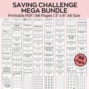 Money Savings challenges mega bundle, A6 saving Tracker Printables, Mini Savings Challenge, Budget Binder, Finance Planner, 100 Envelopes