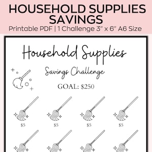 A6 Household Supplies Savings Challenge,Mini Saving Challenge, Save 250 Dollars,Low Budget planner,Saving Printable,Fit A6 Cash Envelope
