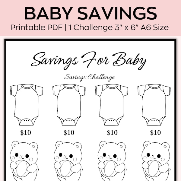 A6 Baby Savings Challenge, Mini Savings Challenge, Save Dollars, money saving challenge,Saving Printable Tracker, Fits A6 Cash Envelope