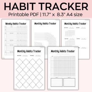 Habit Tracker, A5 Monthly tracker printable, Circle Habit Tracker, Habit Challenge, Motivation Planner, self care, Routine Tracker, weekly