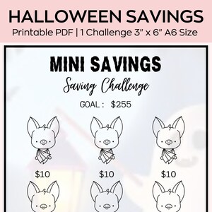 A6 halloween Savings Challenge, Mini Saving Challenge, Save 255 Dollar, Low Budget planner, Saving Printable Tracker, Fit A6 Cash Envelope