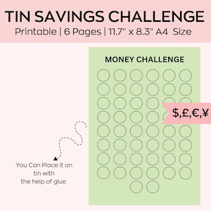 MONEY TIN TRACKER Sticker- money envelope challenge .Savings challenge. Save money - budget. Debt tracker sticker, sinking funds, finance