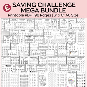 Geldspar-Challenge Mega Bundle, A6 Pfund Spar-Tracker Printables, Mini-Spar-Challenge, Budget Binder, Finaz, Bargeldfüllung