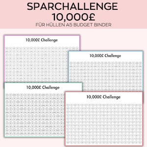 10000 Savings Challenge Printable, 10,000 Savings Challenge, Horizontal Savings Challenge in Euros, 10K Savings Challenge, Savings Tracker