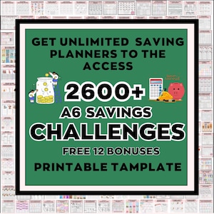 2500+ mega bundle A6 Savings Challenge, Low Income Savings, A6 Money Savings, raccoglitore di budget, pianificatore finanziario, buste Cash Stuffing