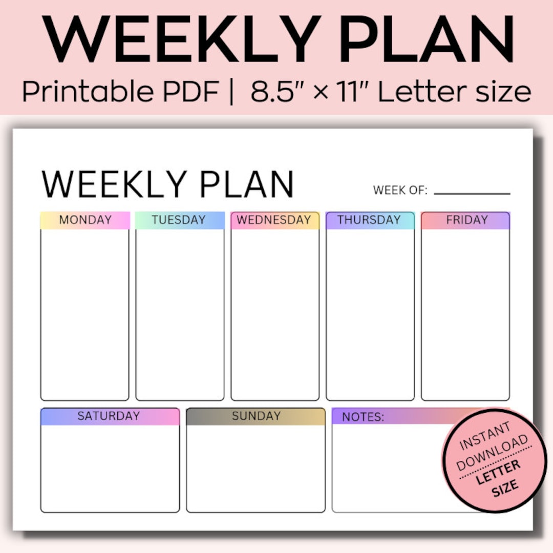 Weekly Schedule for Kids Printable, Homeschool Weekly Schedule, Weekly ...