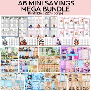 Pacchetto di 220 set di Sfide di Risparmio, Sfida di Risparmio A6, Mini Money Tracker A6, Sfida di Risparmio di 52 Settimane, Budget di Risparmio Mensile A6