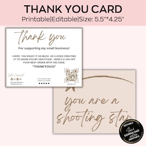 Small Business Thank You Cards,Printable Customer Cards,Custom Package Inserts,Appreciation Notes,Printable Customer Card,Editable Bundle