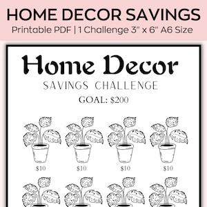 A6 Home decor Challenge Fund Savings Challenge, Mini Savings Challenge, Save 200  Dollars, Low Budget planner, Fits A6 Cash Envelope