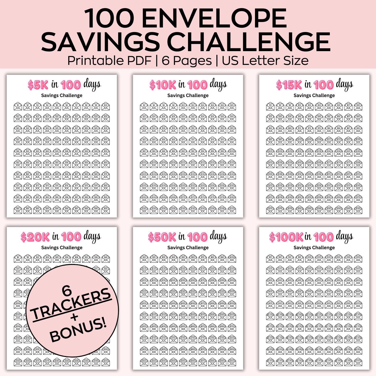 100days savings challenge 長方形 即購入OK 100000 Savings Challenge Printable, 100 Envelope Challenge