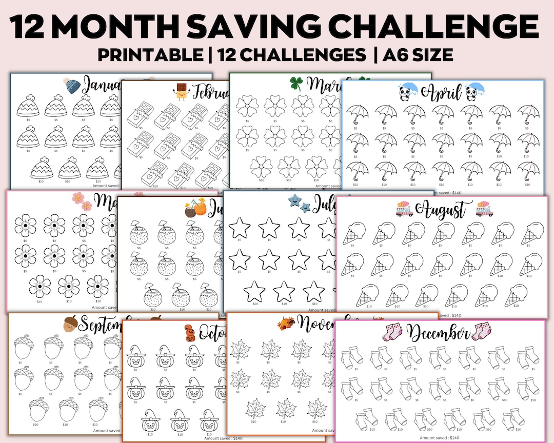 A6 Monthly Savings Challenge Printable Mini Savings Challenge - Etsy