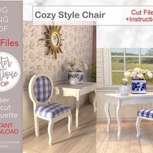 Cozy Style Chair – SVG PDF PNG cut files for Cricut, Silhouette Laser Glowforge X-Tool Ortur Atomstack Sculpfun and other Laser Machines