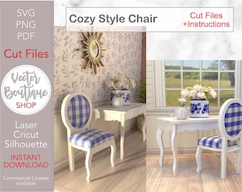 Cozy Style Chair – SVG PDF PNG cut files for Cricut, Silhouette Laser Glowforge X-Tool Ortur Atomstack Sculpfun and other Laser Machines