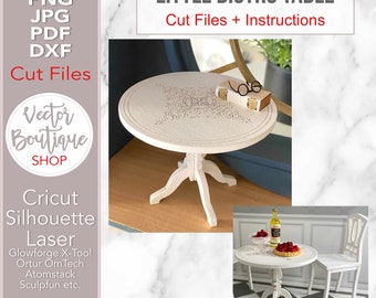 Little Breakfast Bistro Dollhouse Table - SVG Cut Files + instructions PDF - For Cricut, Silhouette, Laser - For any dollhouse roombox size
