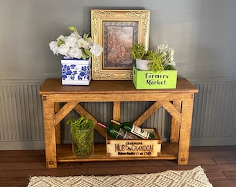 Farmhouse Console Table SVG Cut Files + instructions PDF - For Cricut, Silhouette, Laser - For any dollhouse roombox size