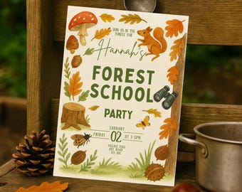 Forest School Birthday Invitation: Woodland Nature Trail (Digital Download)