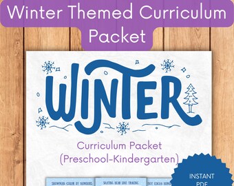 Paquete de currículo de invierno: preescolar, guardería, jardín de infantes y educación en el hogar